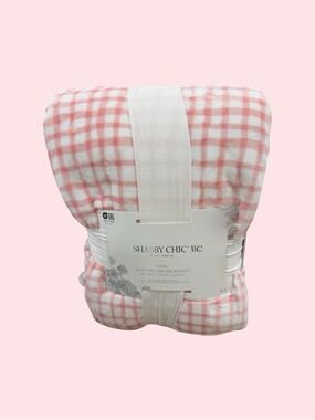 Pink and White Gingham /Checkered Soft Plush Blanket ~ Twin